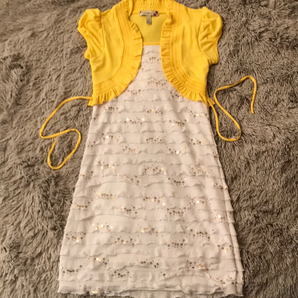 Girls Spring Yellow and White Dress Size 8